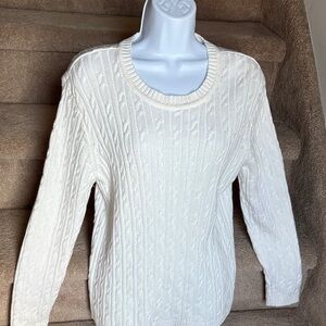 Karen Scott Classic Off White Cable Knit Sweater in Size Large